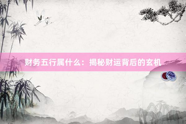 财务五行属什么：揭秘财运背后的玄机